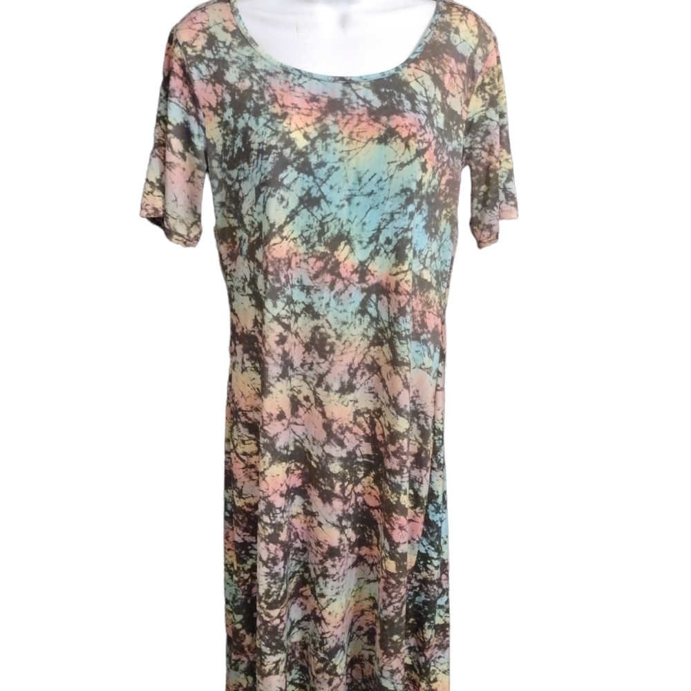Honey & Lace Tye Dye Multi Color Short Sleeve Midi Dress